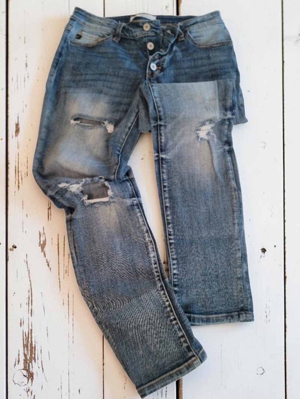 KanCan "Clarie" Distressed Ripped Boyfriend Jeans Women's Size 7 / 27 EUC